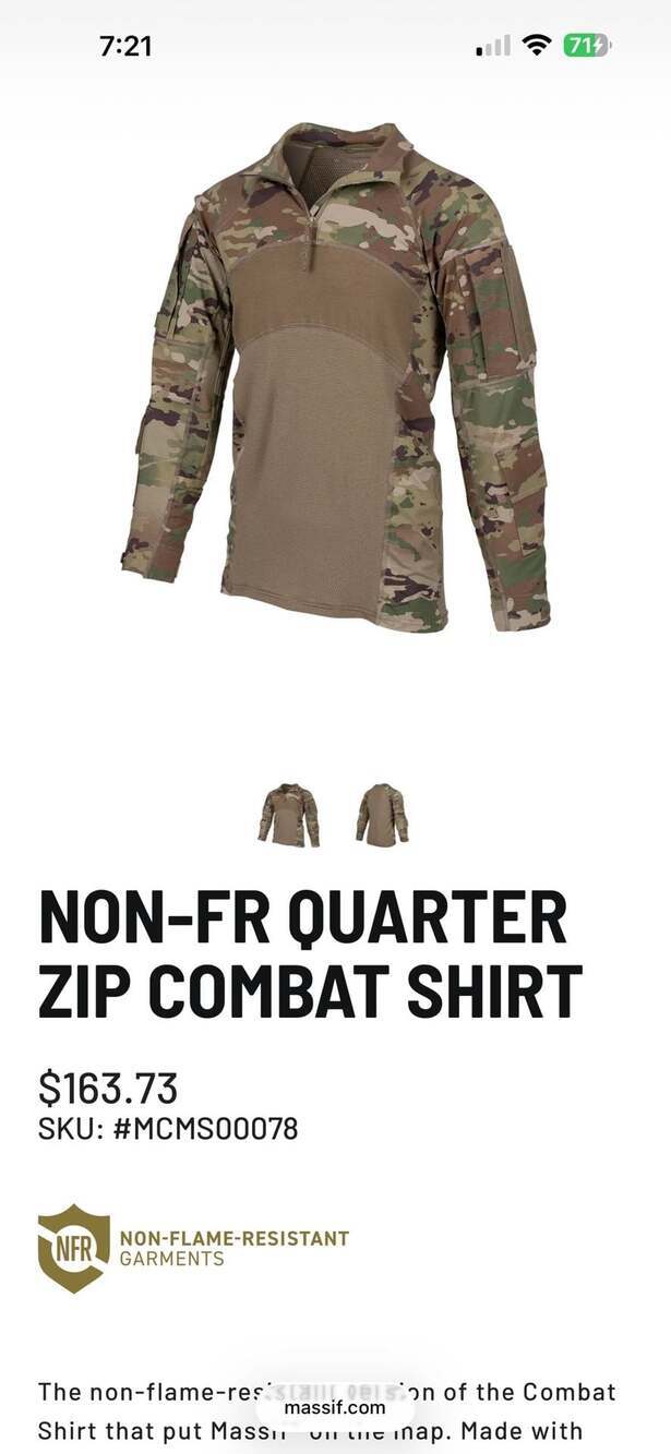 Massif Non-FR Quarter Zip Combat Shirt OCP Multicam